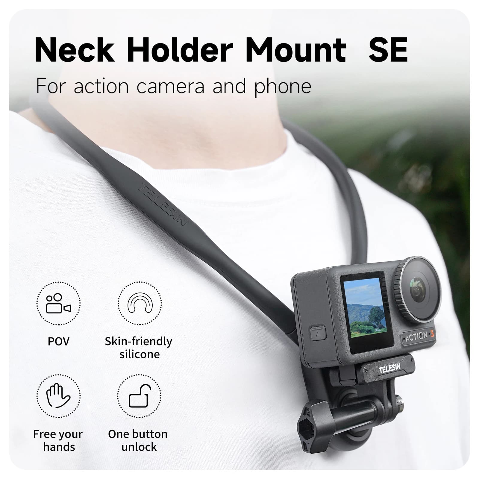 TELESIN support de cou support de poitrine pour GoPro Hero 13 12 11 10 9 8 7 Insta360 DJI Osmo Actio