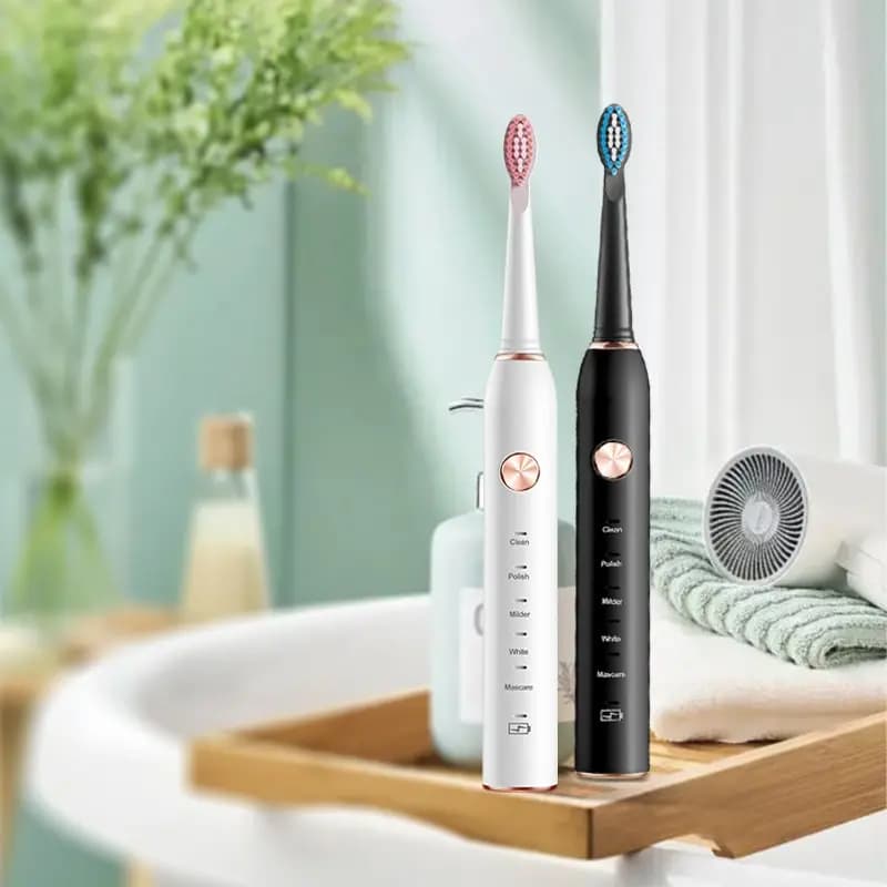 Jianpai-Brosse à dents électrique sonique pour homme et femme, noir et blanc, amoureux, 5 modes, cha