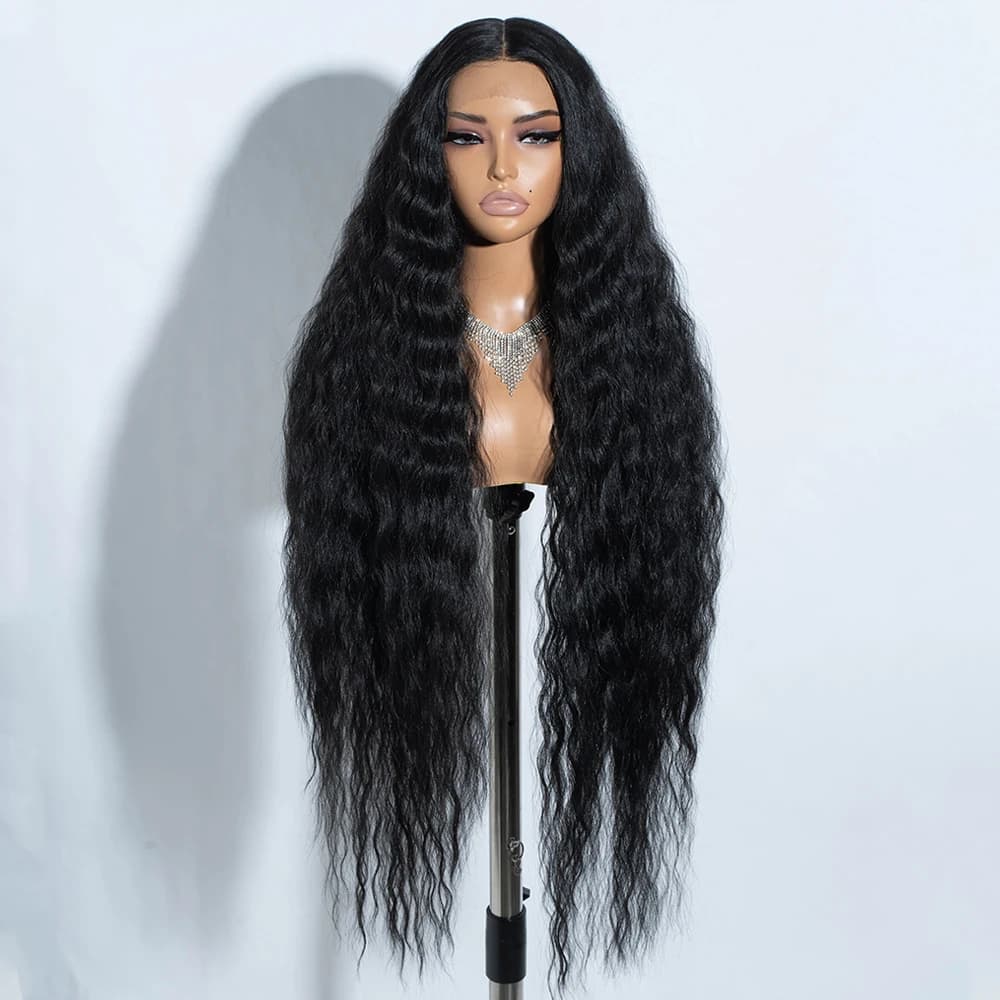 Perruques de Cosplay synthétiques en dentelle pour femmes noires cheveux longs bouclés 42 pouces Cos
