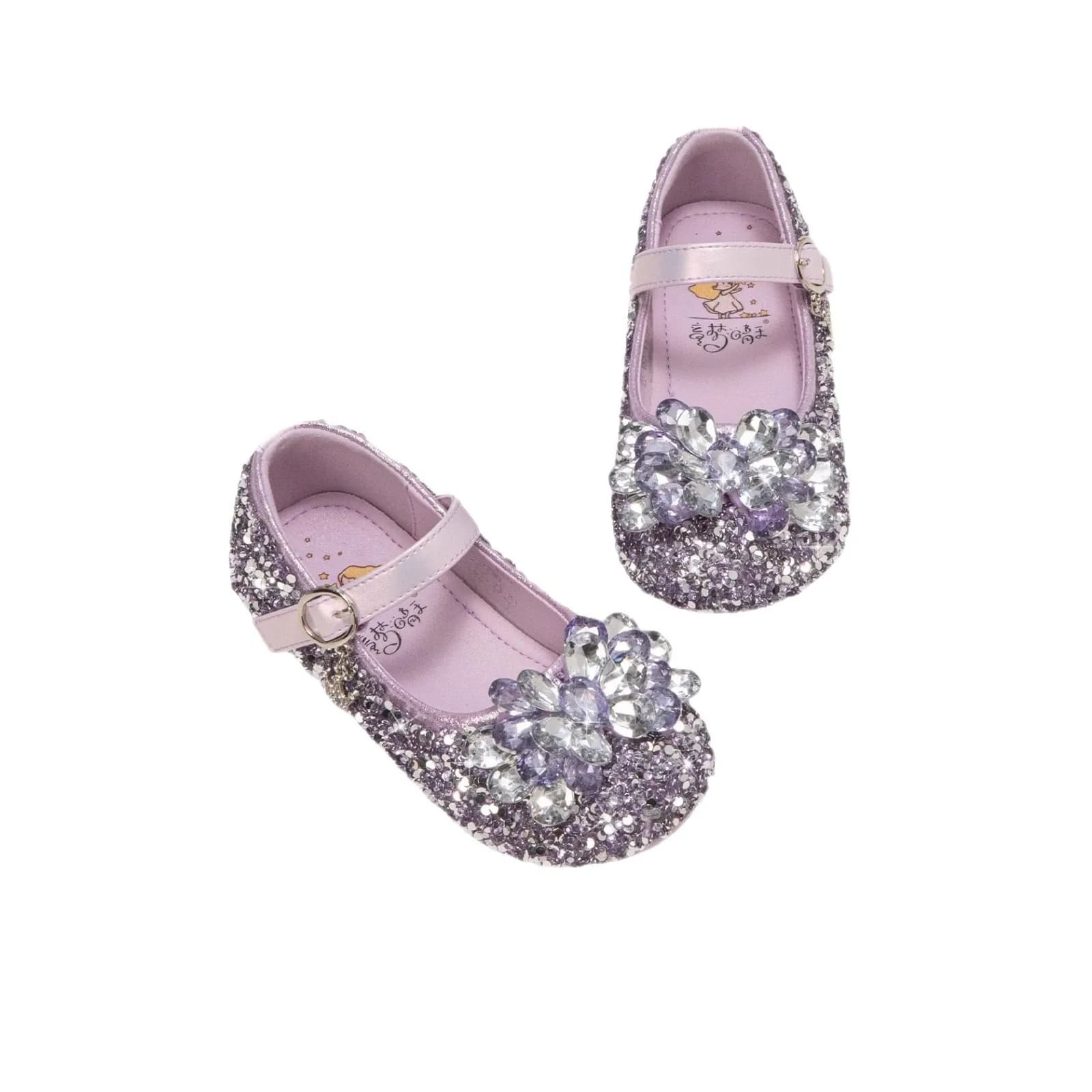Chaussures à enfiler en cristal pour filles, chaussures plates de princesse à fond souple avec stras