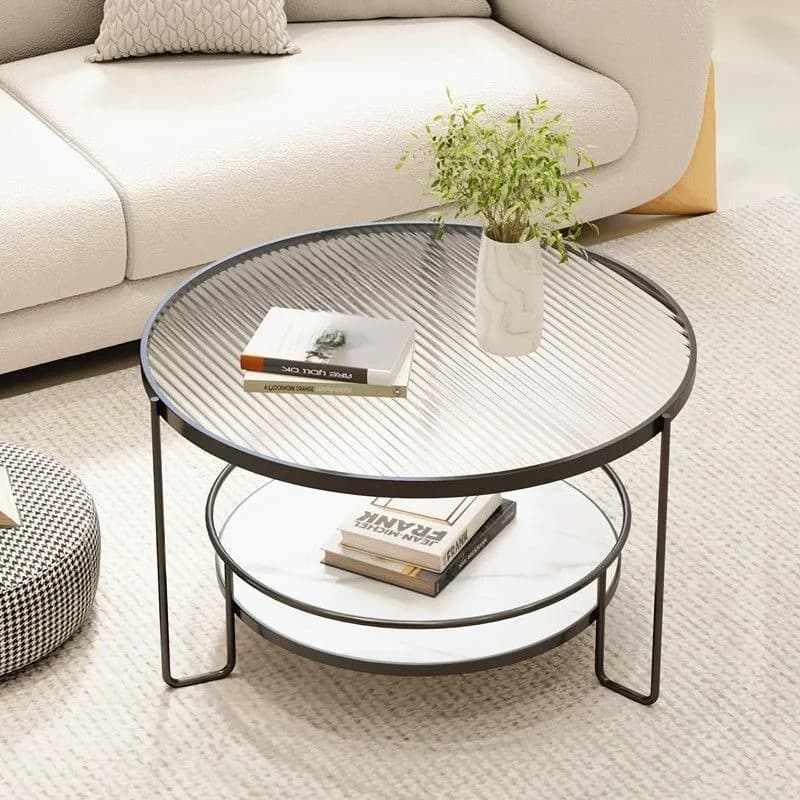 Changhong table basse en verre trempé petit appartement salon rond ménage minimaliste mini table