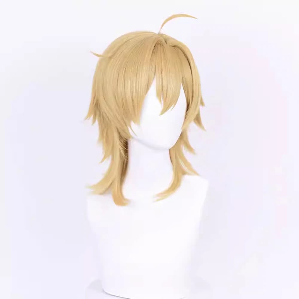 Perruque synthétique courte et lisse à tête de mulet Blonde avec frange, perruque moelleuse de jeu d