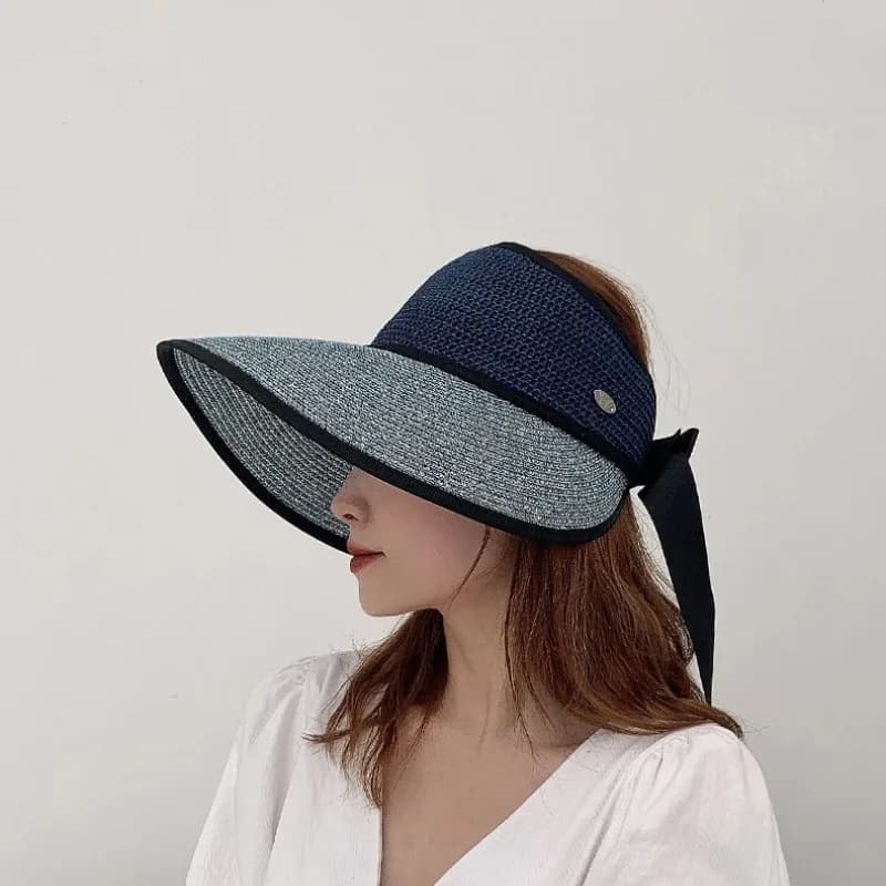 Chapeaux de paille pour femmes, chapeau de plage, protection solaire contre les UV, casquette à gros