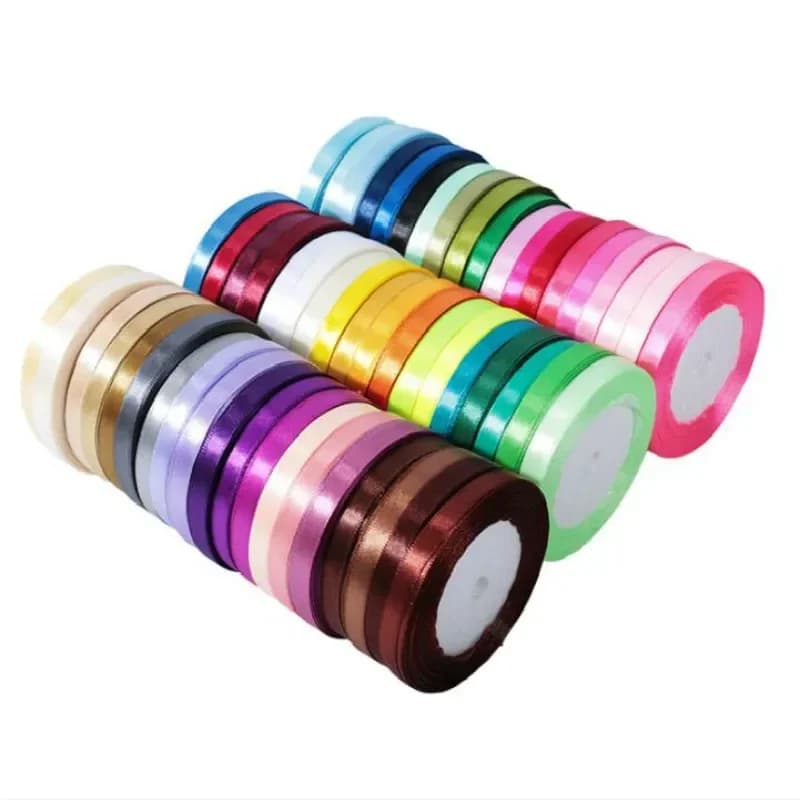 Rubans en Satin de soie pour artisanat, 25 mètres, 6mm, 10mm, 15mm, 20mm, 25mm, 40mm, 50mm, nœud, em