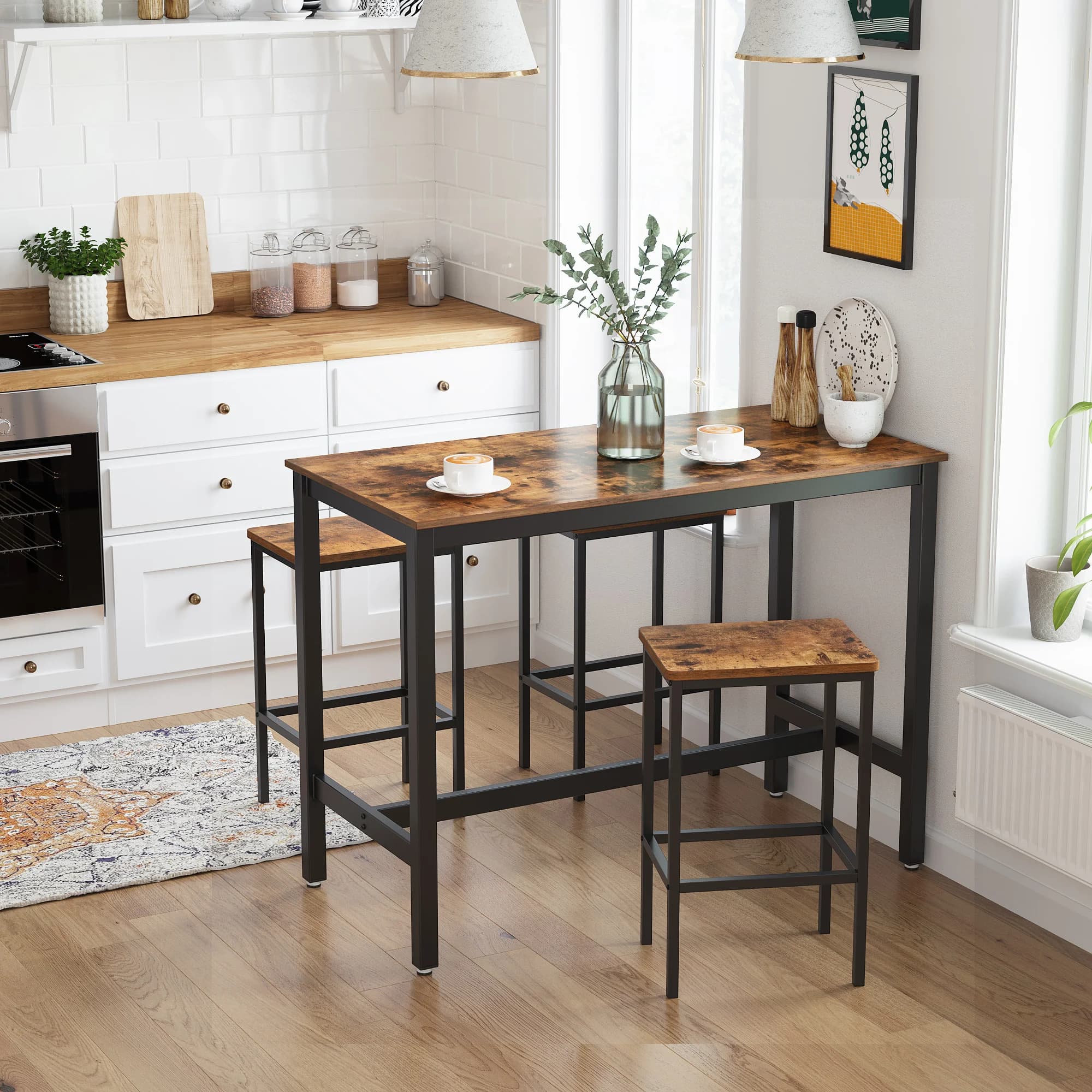 Tabourets de bar VASAGLE, lot de 2 chaises de bar, tabourets de bar pour cuisine et petit-déjeuner a