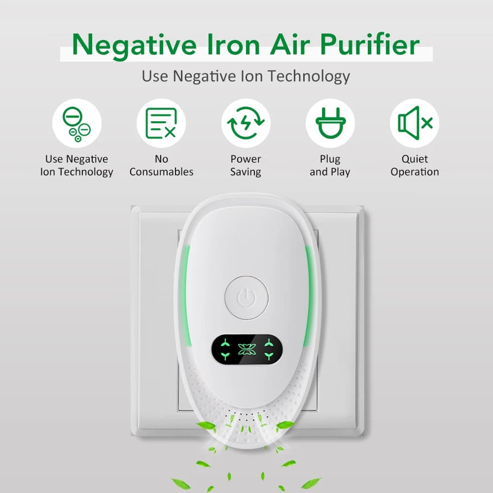 Purificateur d'air enfichable générateur d'ions négatifs Mini ioniseur d'air poussière fumée odeur s