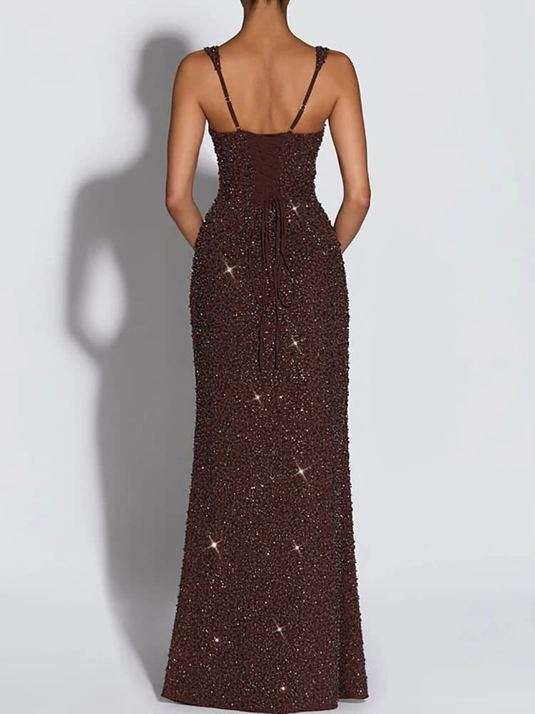 Nouvelle Robe Longue de Soirée Élégante pour Femme, Sans Manches, Coupe Ajustée, Sexy, Dos Nu, Print