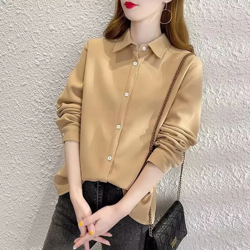 Chemise en Velours Côtelé à Manches sulfpour Femme, Vêtement Chaud et Décontracté, de Couleur Unie, 