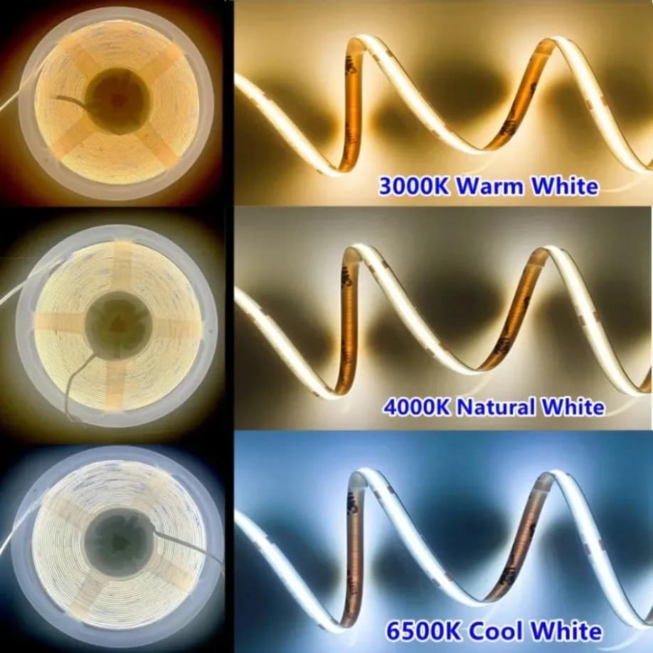Bande lumineuse LED COB DC12V 24V 320LED s/M, bande LED Flexible haute densité, prise DC/2 broches, 