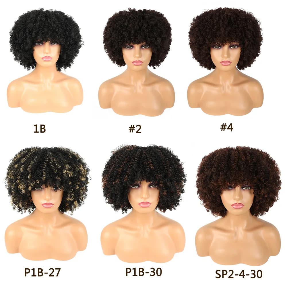 Perruque courte synthétique Afro perruques bouclées lâches pour les femmes noires perruques Afro cou