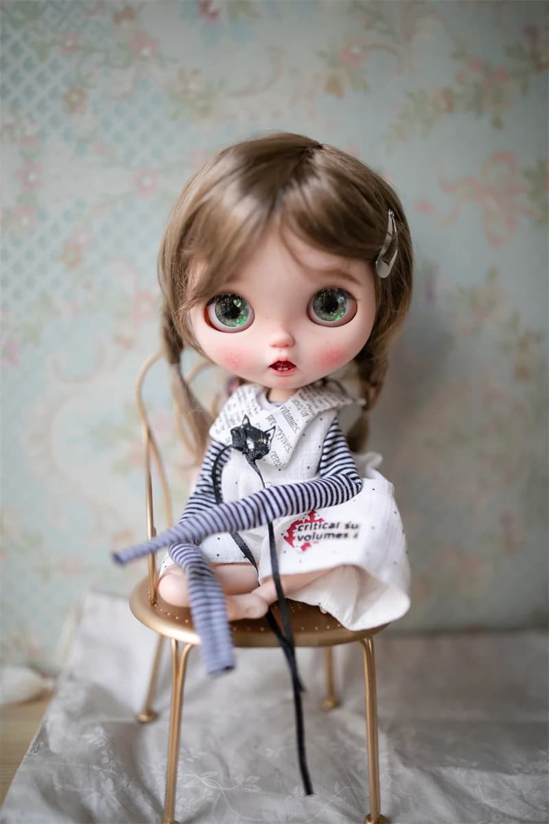 Blythes – perruque de poupée, taille 9 à 10 pouces, à la mode, double tresse, imitation mohair, chev