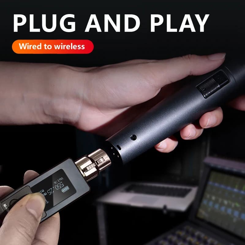Convertisseur de Microphone sans fil UHF à 2 canaux, transmetteur et récepteur de batterie Rechargea