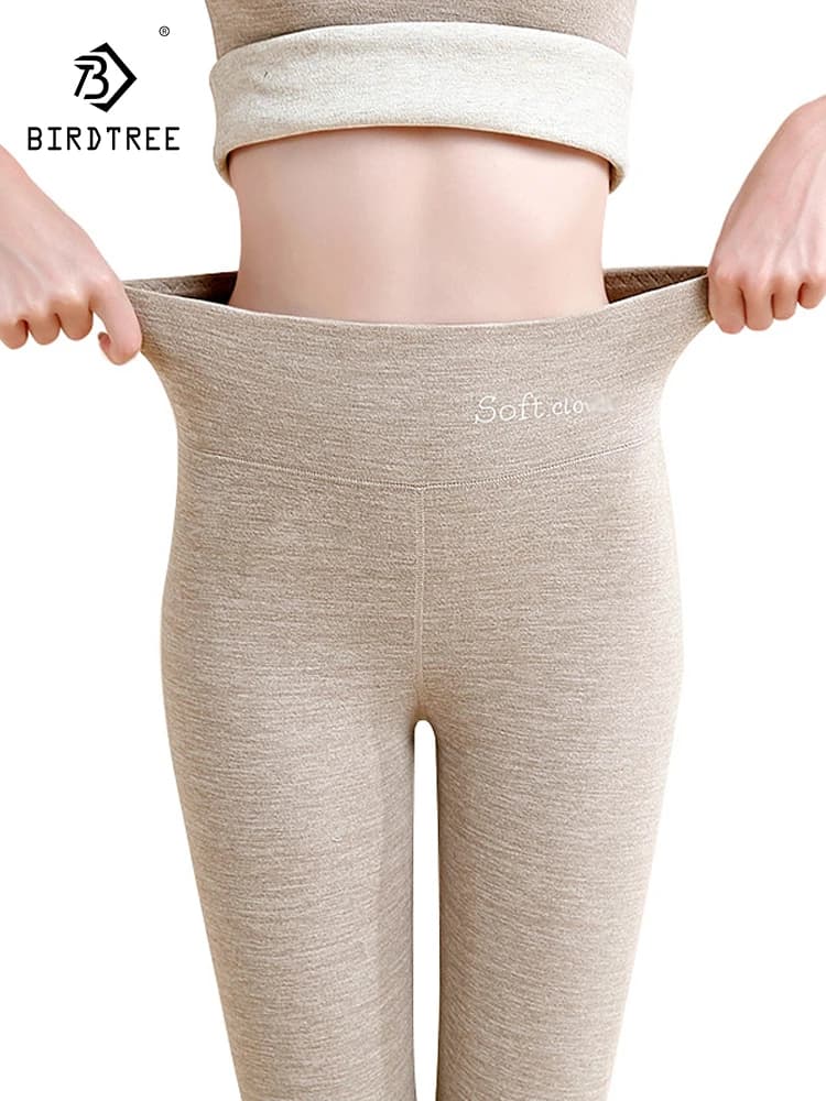 Birdtree, pantalon chaud en mélange de velours de cachemire, pour femmes, pantalon épais et allongé 