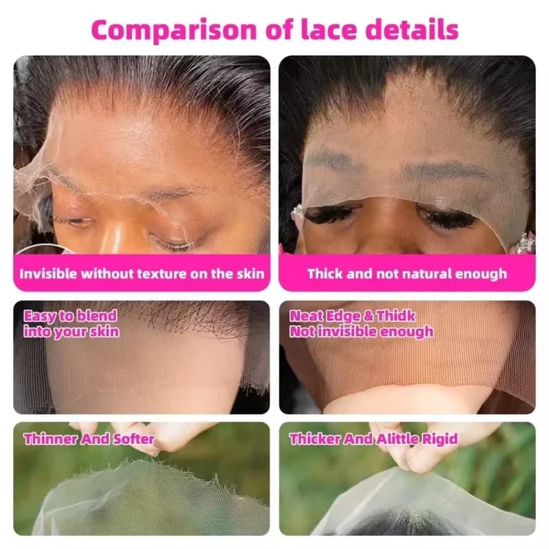 Perruque Lace Front Wig naturelle lisse sans colle, cheveux humains, naissance des cheveux pré-épilé