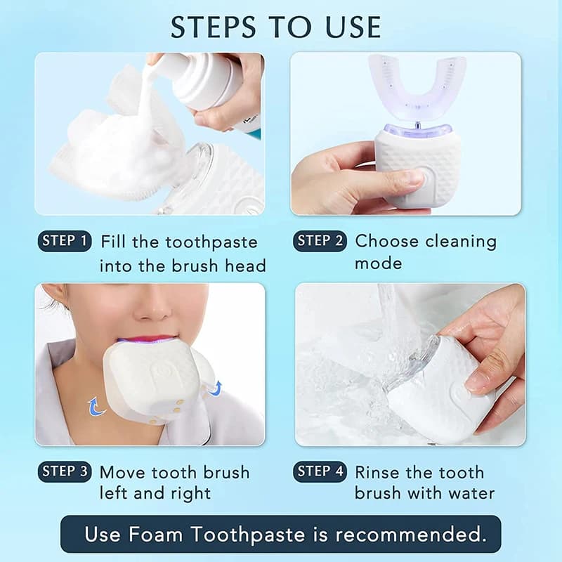 Brosse à dents électrique automatique en forme de U, 360 degrés, fabricant de soins dentaires