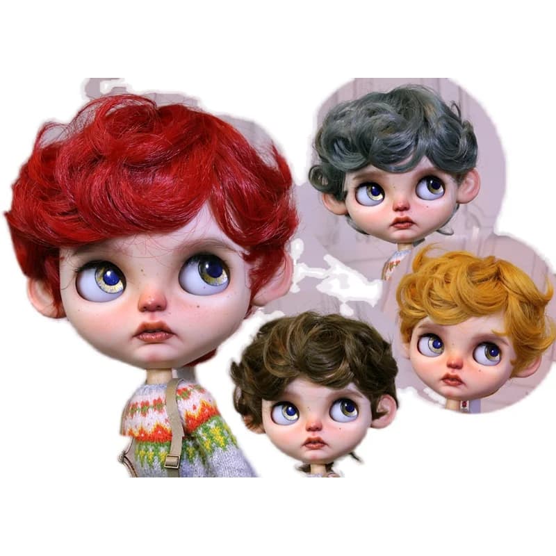Perruque de poupée Blythe adaptée aux garçons de taille 1/6, cheveux bouclés en soie haute températu