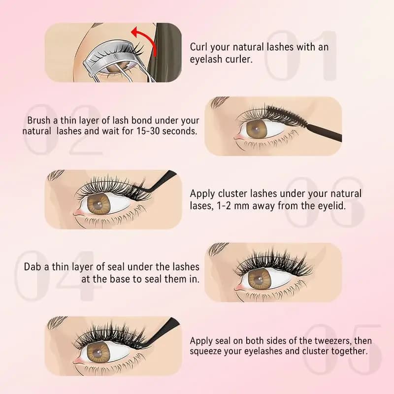 UCoolMe cils marron flore D Curl naturel vaporeux et léger segmenté cils grappe pour le maquillage à