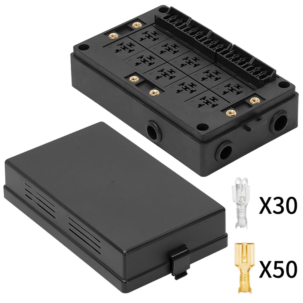 Boîte de relais de voiture à 10 voies, boîte à fusibles 12V, porte-fusible à lame à 15 voies pour au
