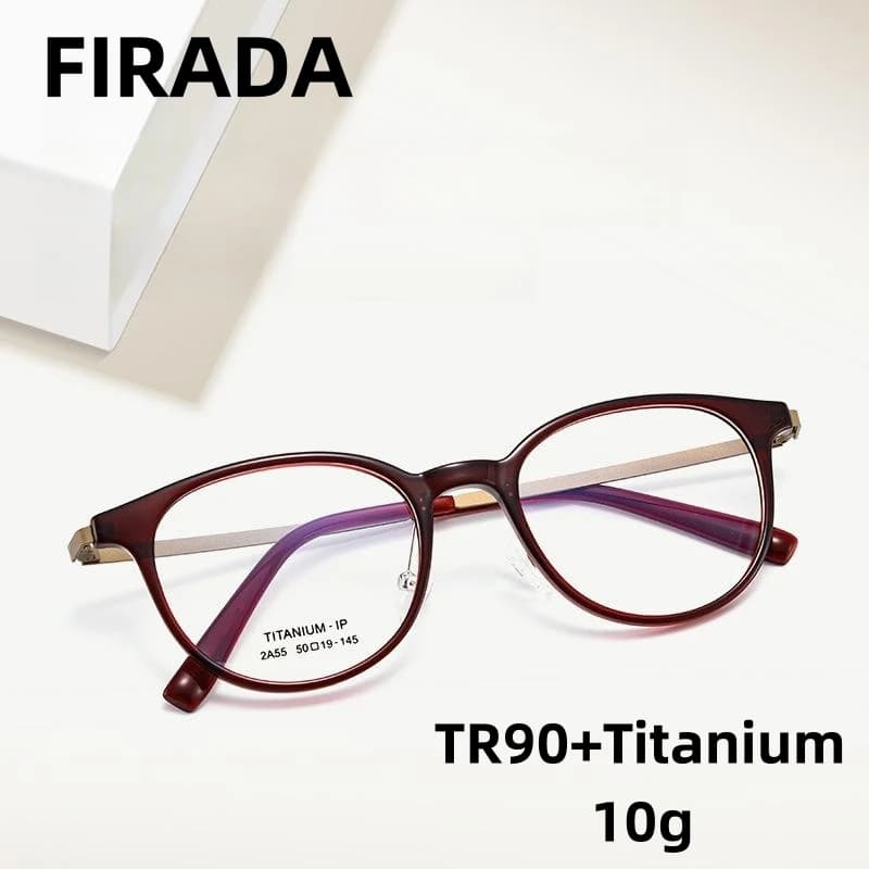 FIRADA lunettes confortables à la mode rondes rétro pur titane lunettes montures de Prescription opt