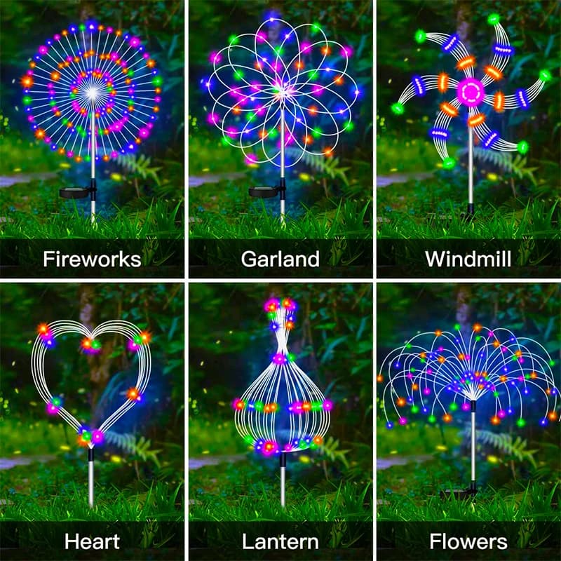 Solaire LED feu d'artifice fée lumières extérieur étanche décoration de jardin pelouse voie lampe so