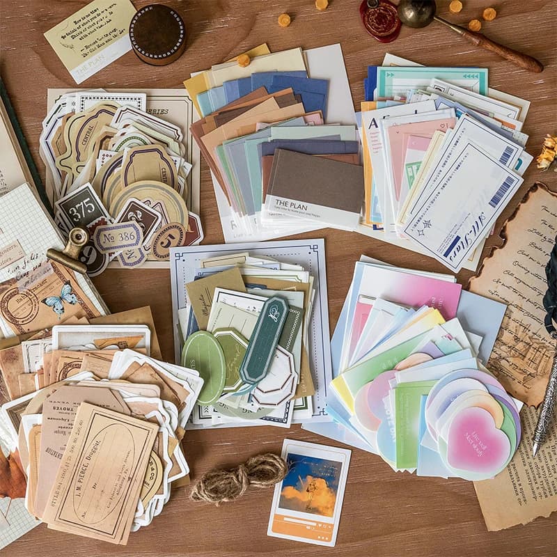 100 pièces papier décoratif Vintage bricolage Scrapbooking matériel étiquettes papier pour Journal c