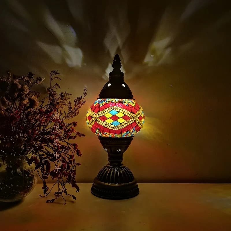 Lampe De Table en mosaïque Vintage Art déco fabriqué à la main Lamparas De Mesa mosaïque verre lit l