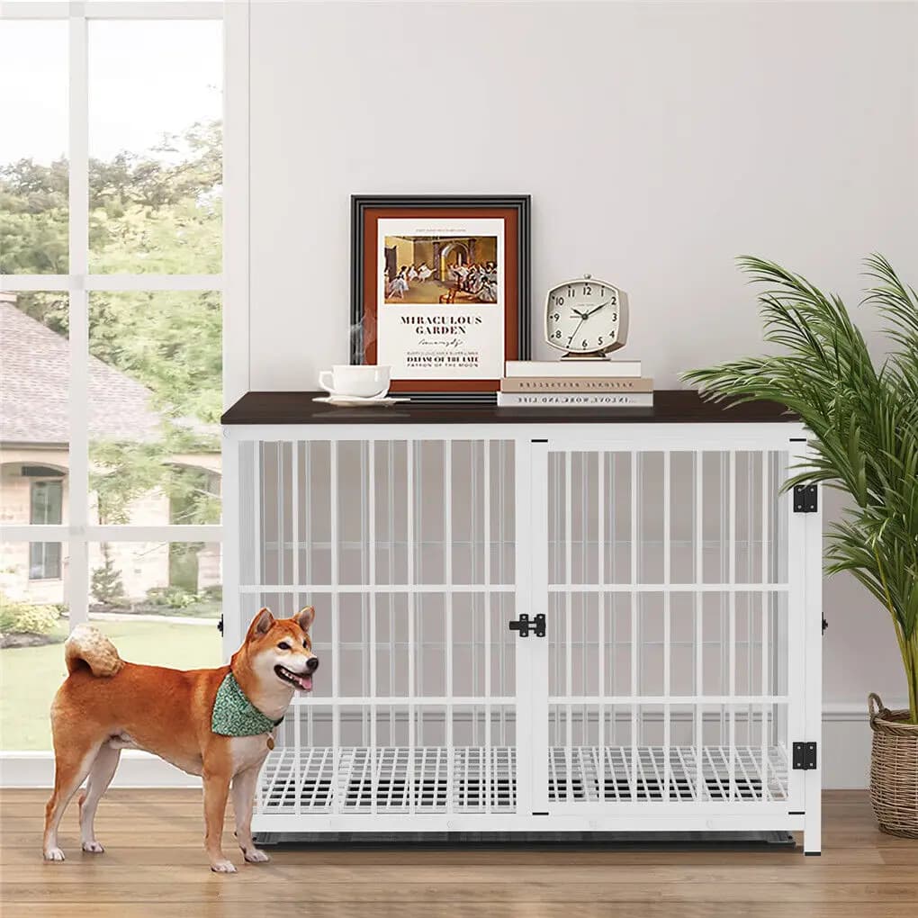 RapDuty-Chenils en métal et bois pour animaux de compagnie, caisse pour chien, table d'extrémité, me