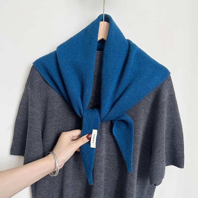 100% laine hiver écharpe pour femmes chaud triangle tricot foulards Hijab solide dame châle envelopp