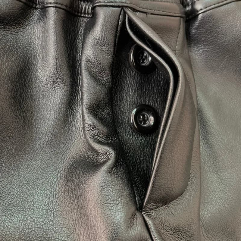 Shorts en cuir PU pour femmes HKSH 2026, style sombre RO, fente latérale, bloc de couleur, taille él