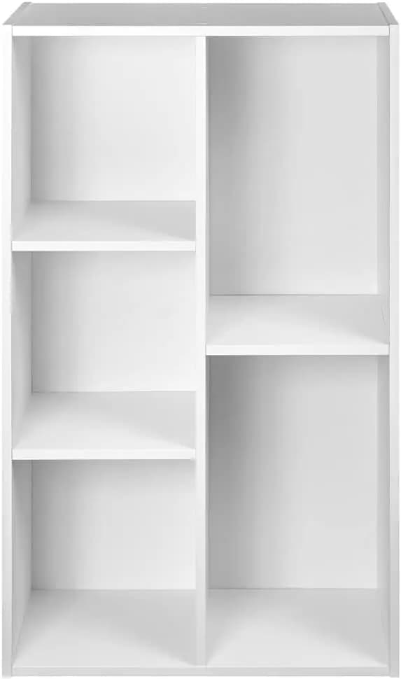 Bibliothèque de rangement à 5 cubes, étagères blanches robustes pour livres et objets de collection,