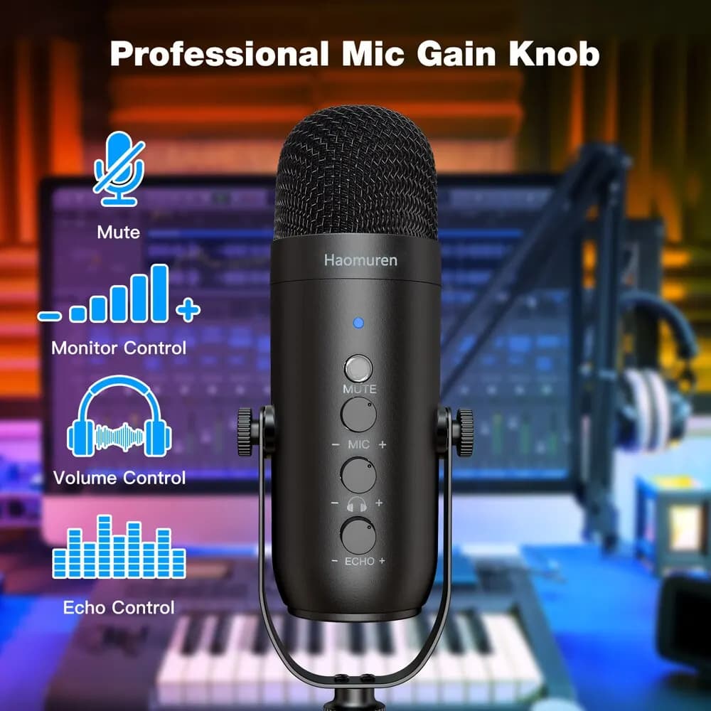 Haomuren-Kit de microphone professionnel à condensateur cardioïde, USB, pour studio, podcast, avec H