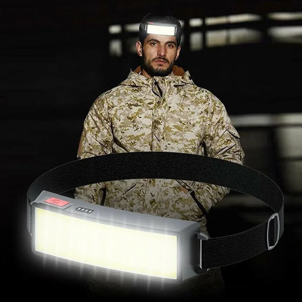 Lampe frontale COB puissante Rechargeable par USB, batterie intégrée, lampe de poche pour la pêche e