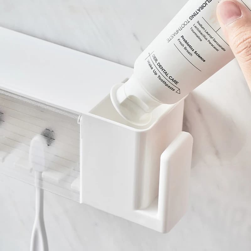 Étagères de salle de bain, support mural pour brosse à dents et dentifrice, support de rangement à v