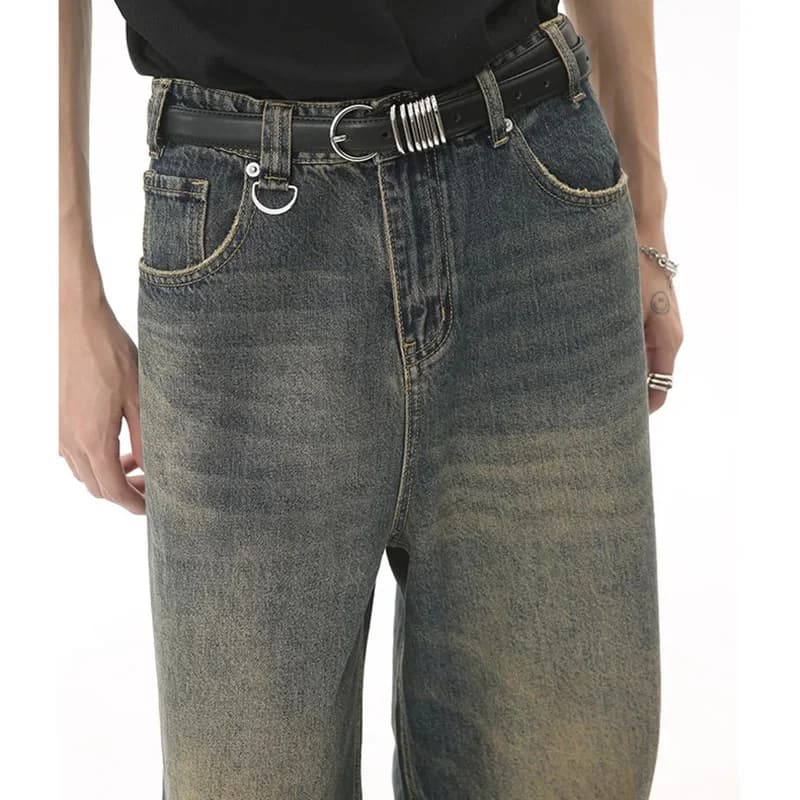 Nouveaux hommes Baggy jambe droite jambe large jean homme mode Vintage lavage pantalon Denim décontr