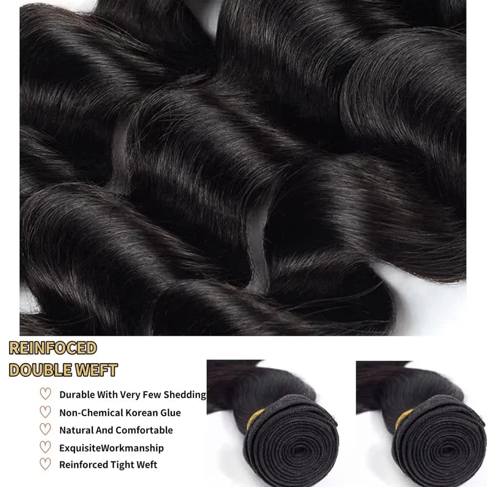 Extensions de Cheveux Humains Naturels Bruts 16A, Ondulés, Non Traités, 30-40 Pouces, 3 ou 4 Paquets
