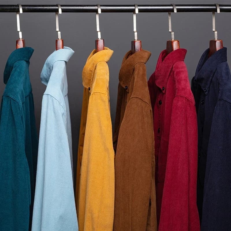 Chemise en velours côtelé à manches longues pour hommes, 100% coton, coupe régulière décontractée, p