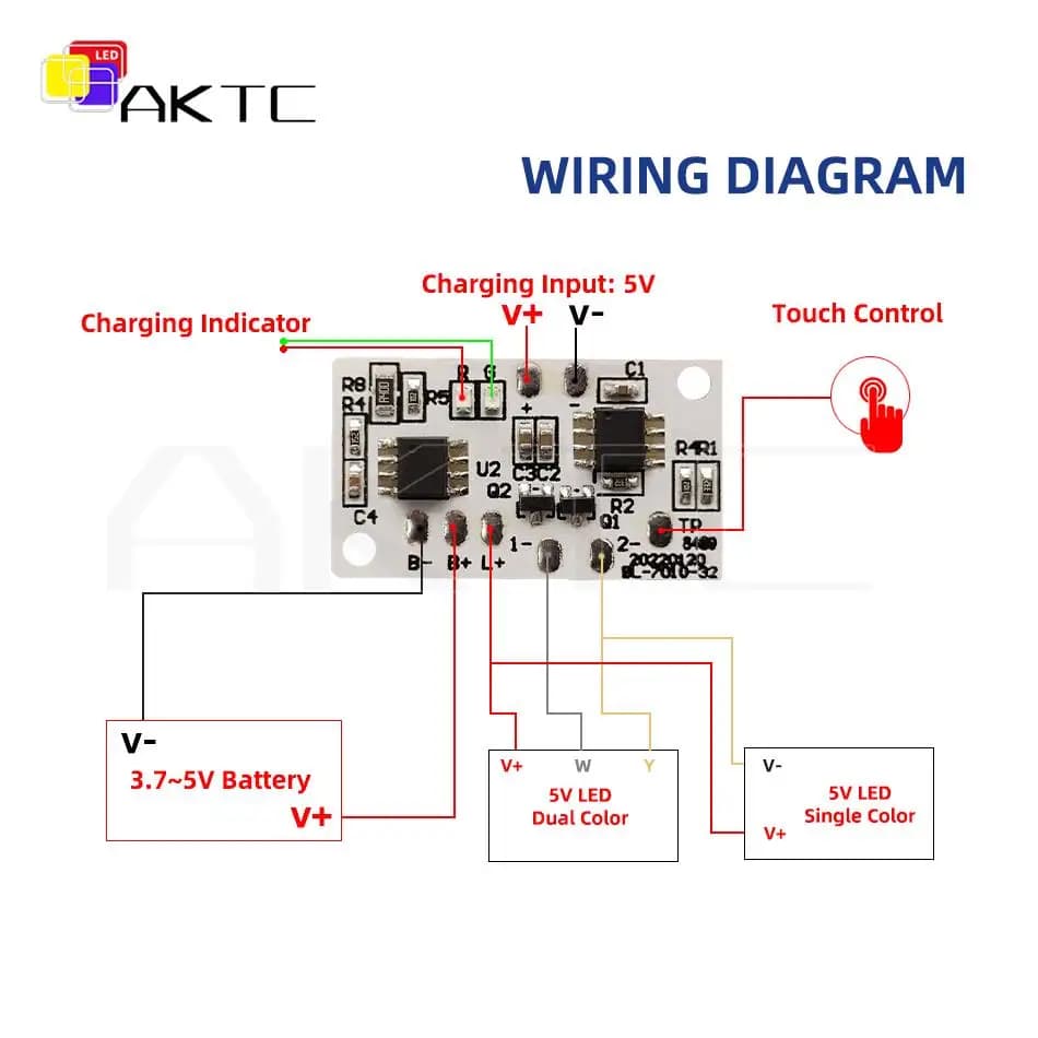 10 pièces nouveau Mini DC 5V 2A LED interrupteur tactile variateur panneau de commande batterie de c