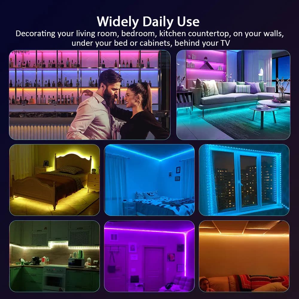 Nexillumi 5050 RGB LED bande lumineuse, 5m/10m/15m/20m/30m Bluetooth APP contrôle musique synchronis