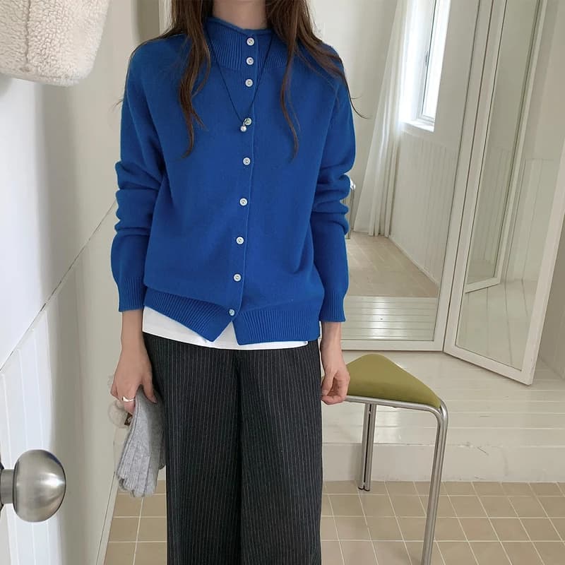 LDZWSM 100% laine haute qualité tricot pull demi-col roulé Cardigan manteau automne et hiver nouvell