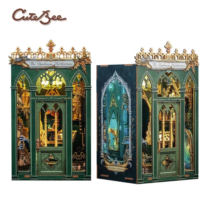 CUTEBEE – Kit de coin de livre, maison Miniature 3D, lumière Led, étagère, livre d'insertion, herbie
