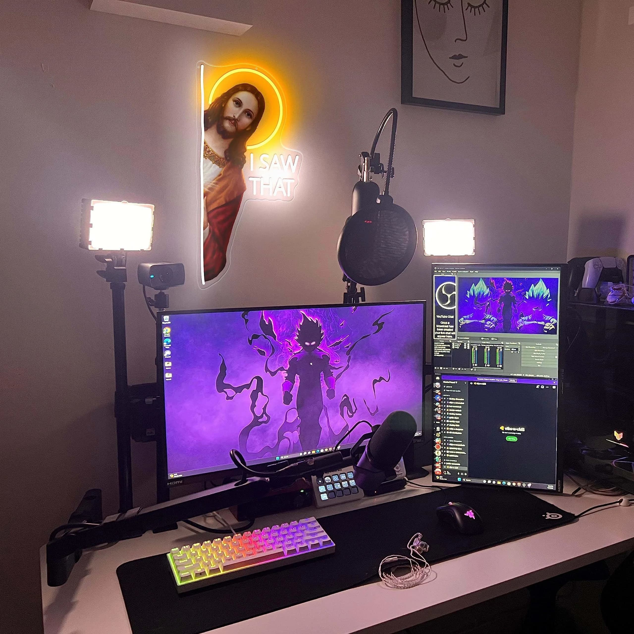 J'ai vu ce enseigne au néon dieu décoration murale au néon avec luminosité réglable lumière LED déco