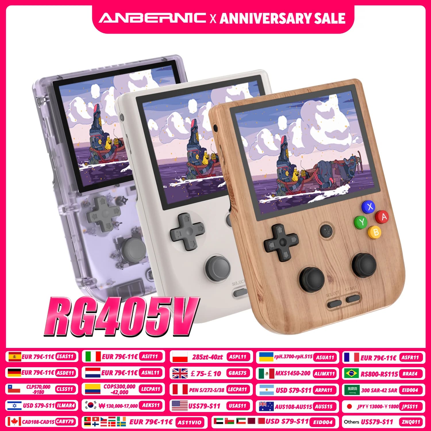ANBERNIC RG405V Console de jeu portable 4 pouces Écran tactile IPS 640*480 Android 12 Unisoc Tiger T