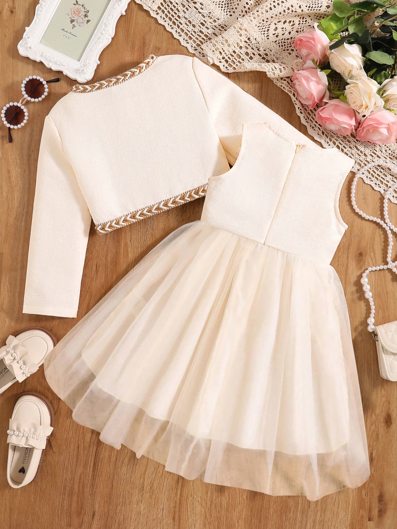 Nouvelle robe mignonne à la mode d'automne pour filles, robe de princesse moelleuse - blanche