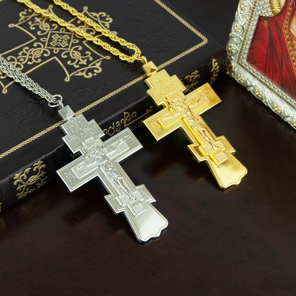 HTISOK – pendentif croix de jésus orthodoxe, pendentif de poitrine de pasteur d'église, fournitures 