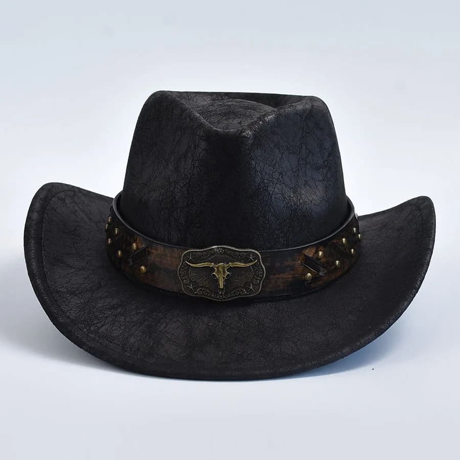 Chapeaux de Cowboy Western pour Hommes et Femmes, Faux Cuir, Vintage, Gentleman, Jazz, Sombrero Zone
