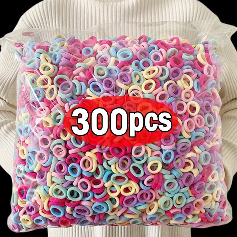 100/300/500 pièces filles bandes de cheveux élastiques colorées queue de cheval tenir cheveux cravat