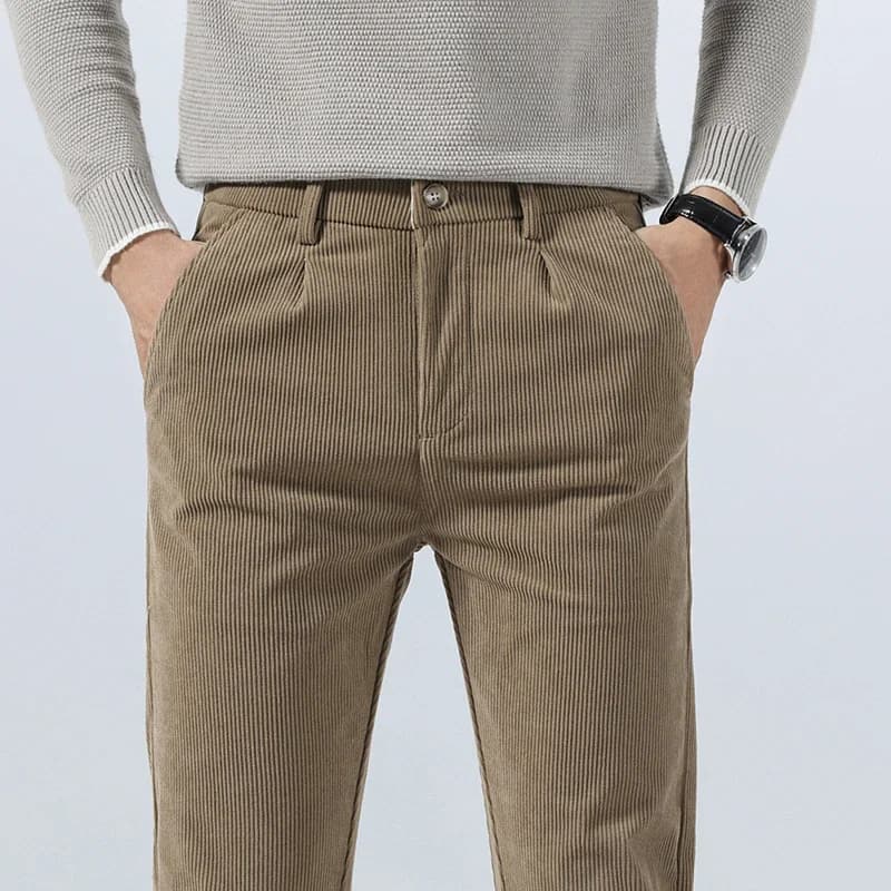 Pantalon décontracté en velours côtelé pour homme, collection Printemps-Automne 2026, coupe droite é