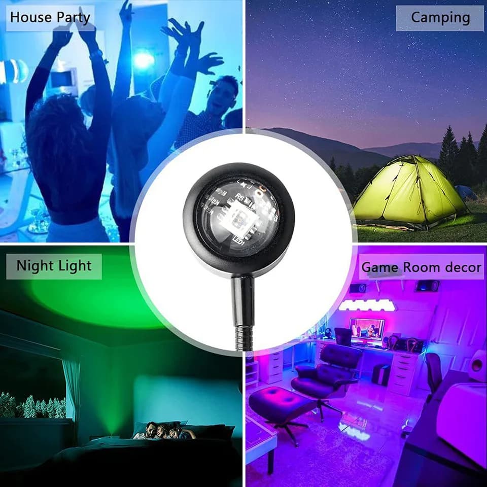 1x USB coucher de soleil lampe LED arc-en-ciel néon veilleuse projecteur photographie mur atmosphère