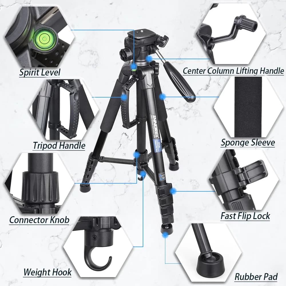 INNOREL RT20 – trépied d'appareil photo léger de 184cm de hauteur, support professionnel de voyage p