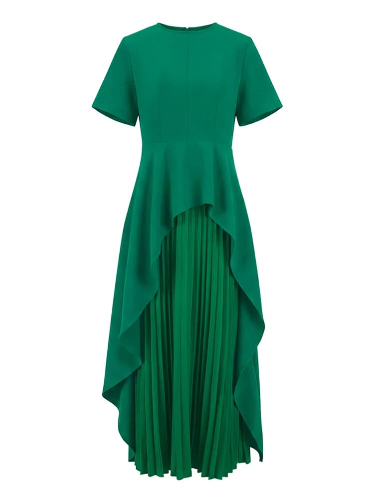 Yeezzi – robe Peplum élégante pour femmes, pour Banquet de mariage, manches courtes plissées, ourlet